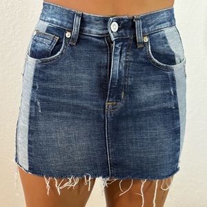 Patterned Denim Mini Skirt